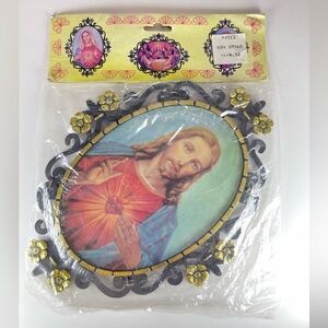 Vintage Sacred Heart of Jesus religious picture frame
